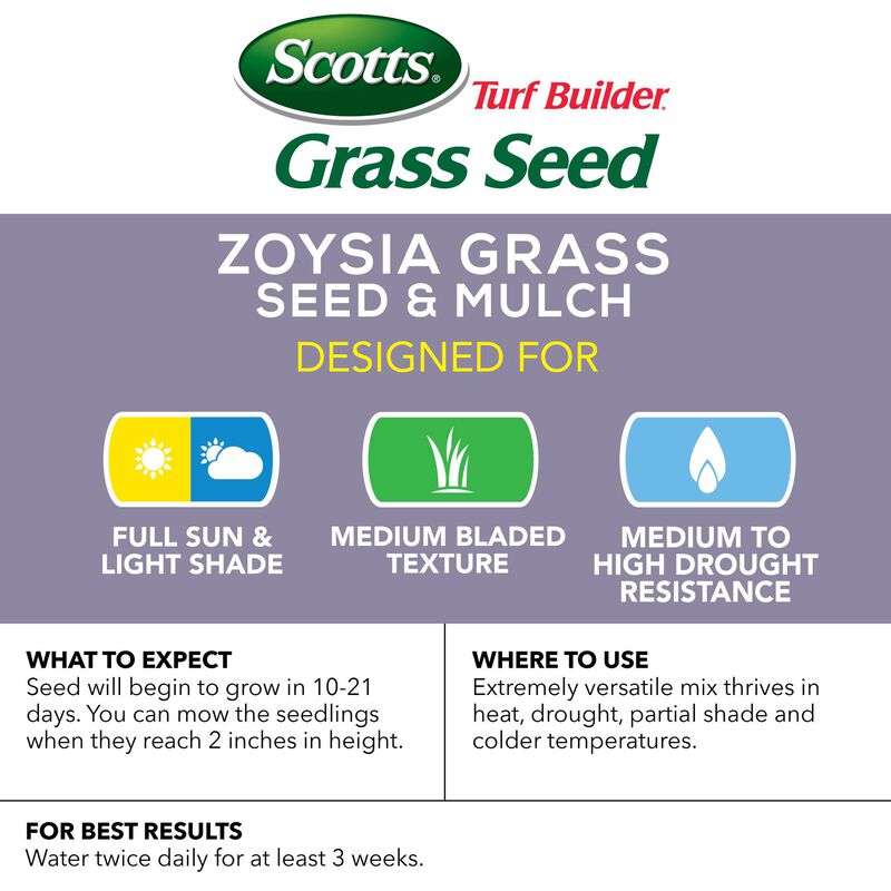 Scotts&reg; Turf Builder&reg; Grass Seed Zoysia Grass Seed & Mulch image number null