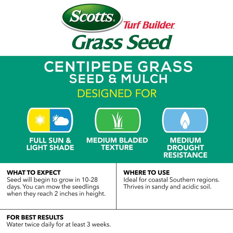 Scotts&reg; Turf Builder&reg; Grass Seed Centipede Grass Seed & Mulch image number null